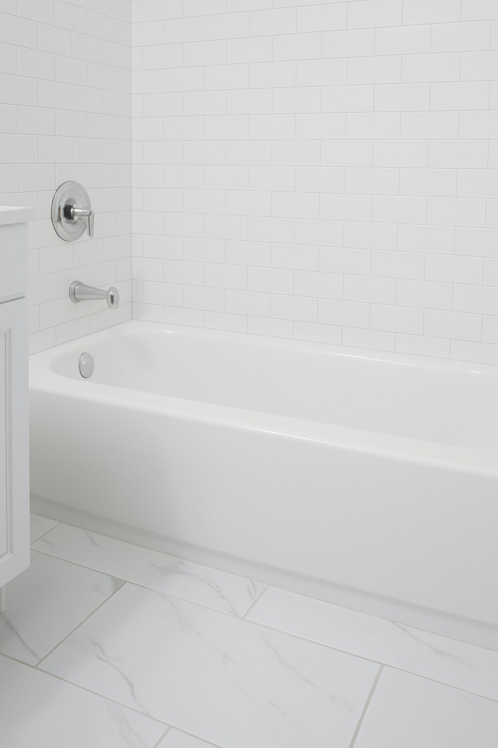 Shower refinishing services with newly reglazed white shower pan